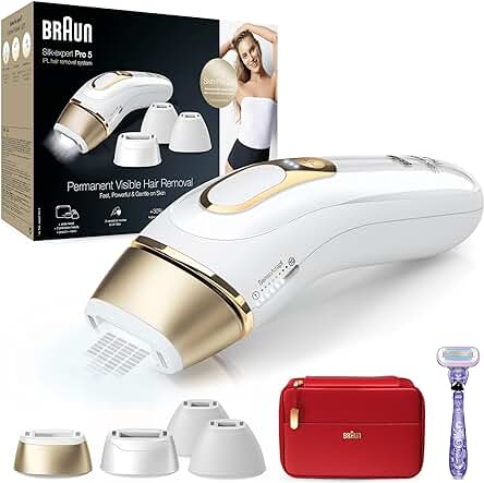 Braun Luz Pulsada Silk, Expert Pro 5 PL5387 Depiladora De Luz Pulsada, Reducción Del Vello Visible En Casa, Blanca/Dorada Braun Luz Pulsada Silk, Expert Pro 5 PL5387 Depiladora De Luz Pulsada, Reducción Del Vello Visible En Casa, Blanca/Dorada