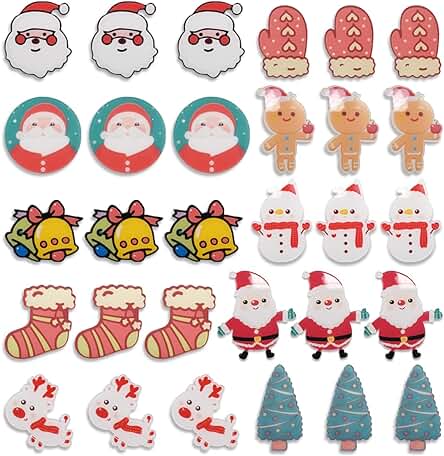 Broches Navidad 30 Piezas Broche Insignia TAIZER Pines Solapa Broche Lindo Juego Agujas Dibujos Animados Broches Navidad Ciervos Broches árbol Navidad para Joyería Regalo Adornos Navideños