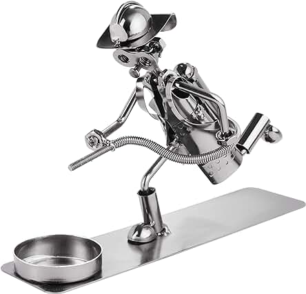 BRUBAKER Hombre de Tornillo Bombero con Portacandelitas - Figura de Hierro Hecha a Mano Hombre de Metal - Figura de Metal Regalo para Bomberos Bomberas