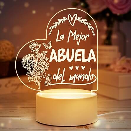 Buioata Luz Nocturna Acrílica Grabada, Regalo Original para Abuela, Día de la Madre, Cumpleaños.