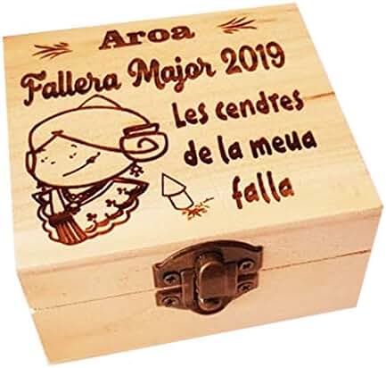 Caja Madera Grabada Ideal Guardar Cenizas de Las Fallas,Fiestas de Valencia-Recuerdo Fallera