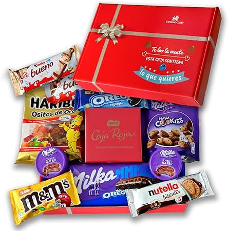 Caja Regalo de Chocolates I Regalo Original para Cumpleaños Navidad Niños y Pareja – Cartón Resistente – Regalo de Cumpleaños Original – Milka, Kinder y más – Regalos para Mujer, Regalos para Él.