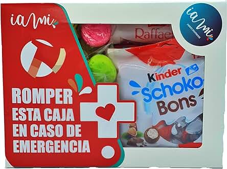 Caja Regalo Original de Chuches y Chocolatinas. Chocolates Kinder - Nutella - Jumper - Ferrero. +50 Unidades. Edicion Kit de Emergencia. [IAMI]