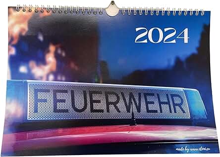«Calendario de Pared de Bomberos 2024 – Calendario Mensual con Impresionantes Fotos – 3 Idiomas [DE, EN, FR] – Ideal para los Fanáticos de los Bomberos y Regalo (A4 Horizontal)