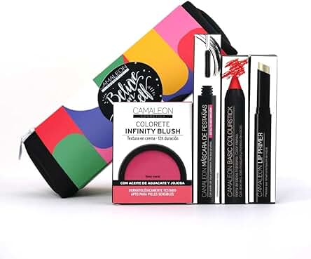 Camaleon Cosmetics -MakeUp Paris - Imprescincibles - Set Ideal para tu día a día - Neceser de Regalo - Vegano.
