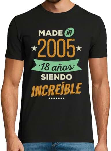 Camisetas Regalo 18 Cumpleaños Hombre - Camiseta 18 Años Chico - Camiseta 2005- Camiseta Graciosa Regalo Cumple Adolescente - Regalos Originales 18 Años Chico - Ideas Cumpleaños 18 Aniversario