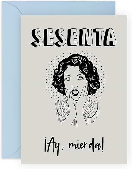 Central 23 Tarjeta de 60 Cumpleaños Grosera Divertida - 'SESENTA' - 60 Años - Tarjeta de Felicitación para Mujer - Regalo para Mamá, Tía, Abuela - Vintage - Viene con Pegatinas