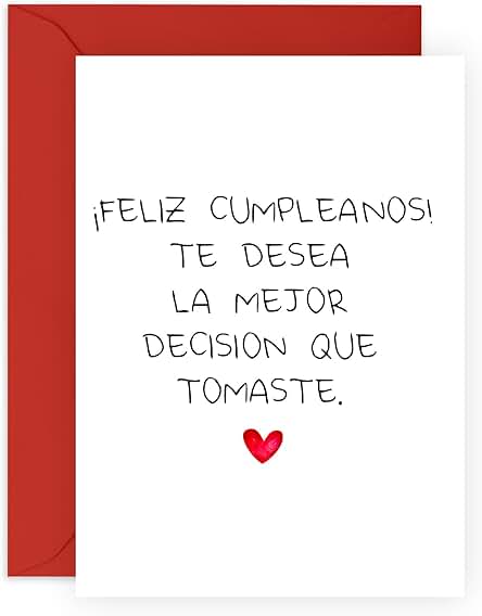 Central 23 Tarjeta de Cumpleaños para Hombre Mujer - 'TE DESEA LA MEJOR DECISIÓN QUE TOMASTE' - Tarjeta de Felicitación para Esposo y Esposa - Regalo para Novio Novia - Viene con Pegatinas