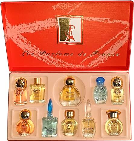 Charrier Parfums Top 10 Les Parfums de France - Caja Lujosa de Cartón que Contiene 10 Botellas en Miniatura con Eau De Parfum, Color Rojo, 52,7 ml