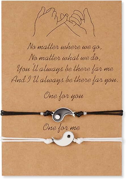 CheersLife Juego De 2 Piezas Para Pareja Hermana Pulsera De Amistad Amuletos De La Suerte Cuerda Tejida a Mano Joyería Regalos Para Mujeres Hombres Niñas Madre Hija Regalos De San Valentín