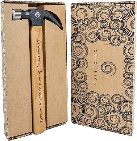 Chigabiga - Martillo Grabado Personalizado | Regalo para Hombre | Cumpleaños, Navidad, Día del Padre | Día del San Valentin | Tres Frases Disponible (Gracias por Ayudarme a Construir mi Vida)