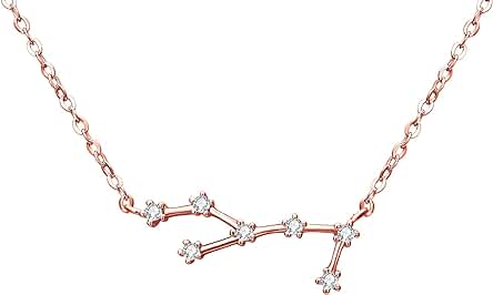 Clearine Collares Mujer Serie de Constelación Colgante Plata 925 Tono Oro Rosa Horóscopo Exclusivo para Regalo Boda Novia
