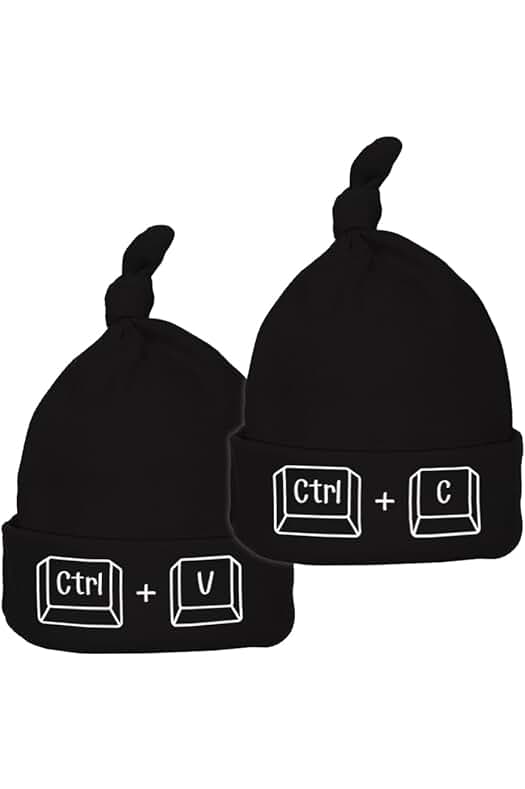 ClickInk Pack 2 Gorros. Copiar y Pegar. Regalo Gemelos, Regalo Mellizos, Regalo Bebé, Set de Gorros de Bebé.