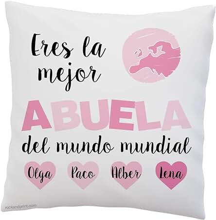 Cojín Abuela Personalizado 40x40 cm. Incluye Relleno. Elige el Color Diseño. Día de la Madre, Regalo de Reyes Magos. Cumpleaños Abuelita. Cojines Originales. Aniversario Idea Regalo Mujer