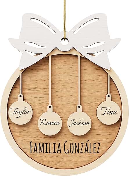 Colgante Personalizada Bolas de Navidad -Decoración Navidad Adornos Árbol Navidad Colgante Navidad para la Familia Regalo Original Familiares Amigo Navidad 3-9 Nombre