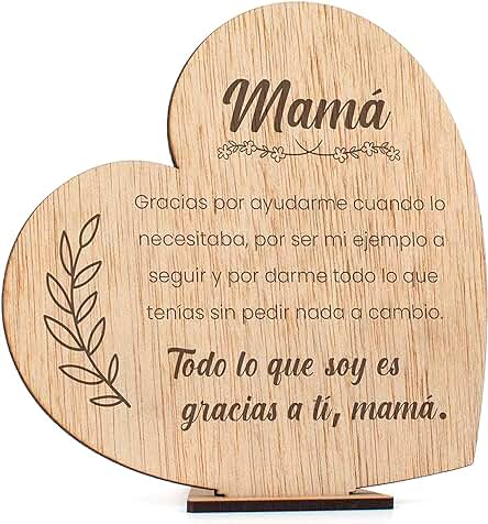 CONTRAXT Tarjeta Regalo Dia de la Madre Madera. Regalo Original Postal Cumpleaños, Que Regalar a una Madre Felicitacion Feliz día de la Madre.