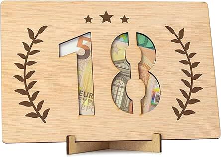 CONTRAXT Tarjeta Regalo Dinero 18 Cumpleaños. Ideas Tarjeta Regalar Dinero 18 Años Original Felicitacion Regalo Decoración Feliz Mayoria de edad Felicidades Chico Chica (18 Dinero)