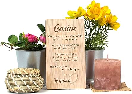 CONTRAXT Tarjeta Regalo Pareja Original Madera. Idea Postal Feliz Cumpleaños Detalle para Novios Carta te Quiero Cariño san Valentin Navidad Sorpresa Aniversario Mejor Novia del Mundo Gracias (Cariño)