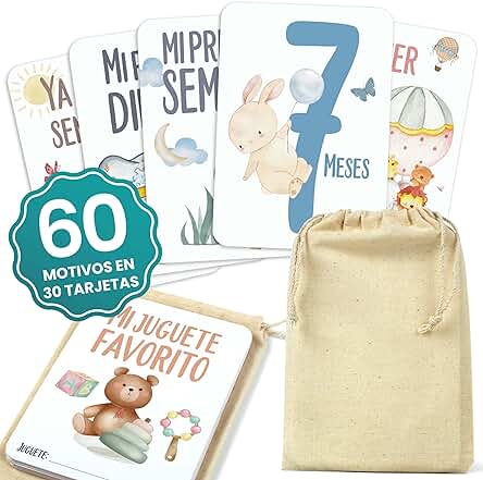 CONTRAXT Tarjetas Cumple Meses bebe Español. Bonitas Cumple mes bebe Meses Regalos Originales Cumplemes Bebes Español Cosas Bebes Recien Nacidos Futura Mamá Milestone baby Cards (Español)