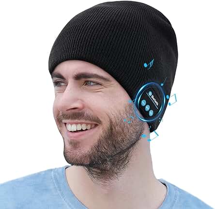 COTOP Gorro Bluetooth 5.0, Regalos Originales para Hombres Mujeres, Cálido y Suave Gorro de Invierno con Música y Auriculares Inalámbricos Estéreo HD para Deportes al Aire Libre