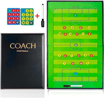 CREADY® Pizarra Entrenador de Futbol, Carpeta Táctica para Entrenar, Regalos para Entrenadores, Pizarra Magnetica Futbol, Pizarra Futbol Entrenador con Fichas Magnéticas y Rotulador