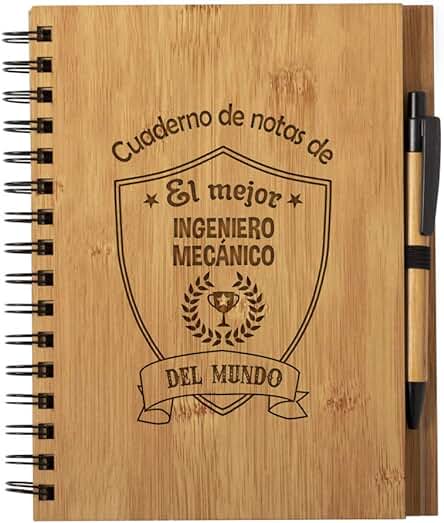 Cuaderno De Notas El Mejor Ingeniero Mecanico Del Mundo - Libreta Para Ingenieros De Madera Natural Con Boligrafo Regalo Original Tamaño A5