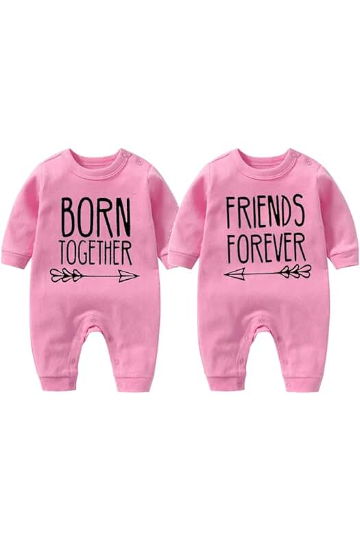 Culbutomind Mameluco para Bebé con Texto en Inglés "Born Together, Friends Forever"