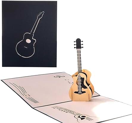 DEESOSPRO® [Tarjeta de Cumpleaños] [Tarjeta de Aniversario] [Tarjeta de Graduación] con Patrón Emergente 3D Creativo, Regalo para Cumpleaños, Graduación, Navidad, Día del Padre (Guitarra)