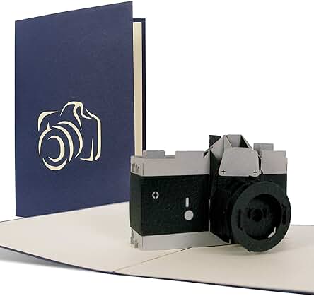 Diese-Klappkarten Tarjeta Cumpleaños o Cheque Regalo con Camara Fotografica Desplegable. Tarjetas Felicitacion 3d y Tarjetas Regalo Ideales para Jovenes Amantes de la Fotografia, T14