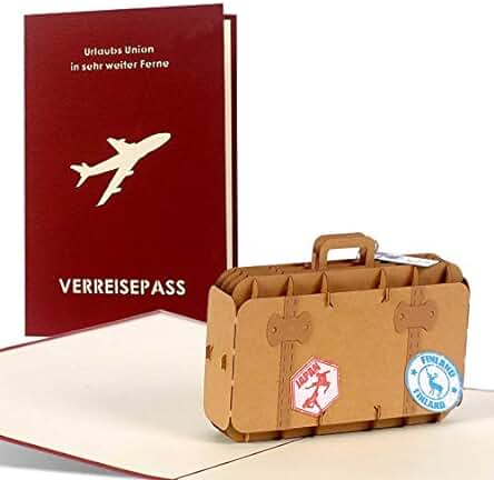 Diese-Klappkarten Tarjeta Regalo Viaje Sorpresa - Tarjeta 3D con Viajes para Regalar - Vale Regalo Viaje con Diseño Desplegable - Tarjeta Viaje Sorpresa con Sobre - Diseño de Maleta