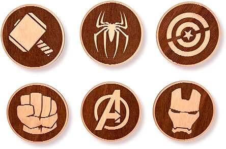 DIGIDU Posavasos Originales, Regalo Original, Utensilios de Cocina Originales, Posavasos de Madera, Posavasos Frikis, Reposa Vasos, Regalo Friki, Regalo San Valentin, Regalo Original (Avengers)