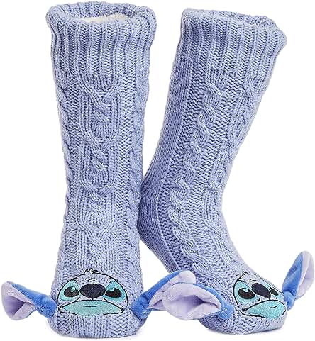 Disney Calcetines Antideslizantes Invierno Mujer Con Personajes, Zapatillas de Punto Interior Forro Polar Para Estar Por Casa, Regalos Mujer