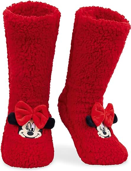 Disney Calcetines Antideslizantes Mujer Casa - Calcetines Zapatillas de Mujer Minnie Stitch Baby Yoda