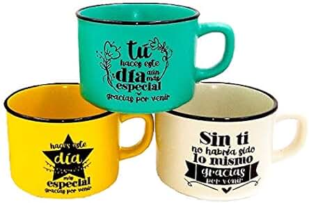 DISOK Lote de 20 Tazas de Cerámica con Frases Gracias por Venir - Tazas para Detalles de Bodas, Bautizos y Comuniones