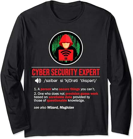 Divertida Camiseta Experta en Seguridad Cibernética y Regalo de Protección Manga Larga