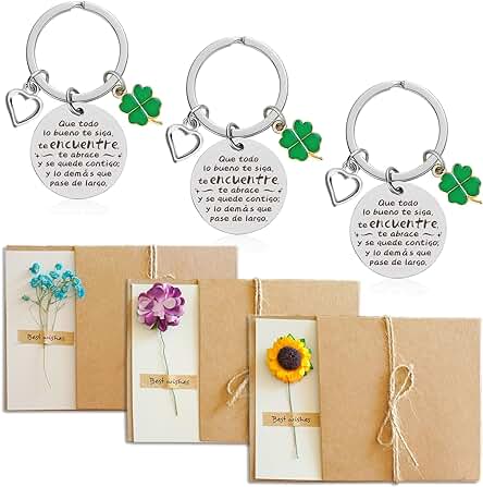 Donrime Llaveros Originales, Regalo Original para Mujeres en Cumpleaños Navidad Graduación Ideal para Hijas Madres Amigas Hermanas Compañeras y Hombres 3 Llaveros + 3 Tarjetas de Felicitació