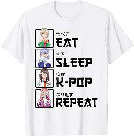 Eat Sleep K-Pop Repeat Regalo de Anime Kawaii de Pop Coreano Camiseta