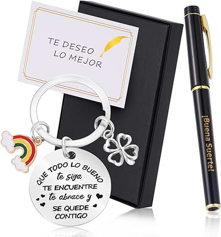 Echehi Regalos Originales Para Mujer y Hombre, con Llavero Originale, Pluma de la Suerte, Tarjeta y Caja de Regalo, Regalo Inspirador Motivación Para Familiar Colega Amigos Profesores Estudiantes