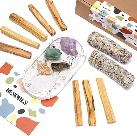 Edición Premium Ritual de Bienestar para Conectar con tu Ser Interior: 8 Palo Santo + 2 Salvia Apiana + 5 Piedras Protectoras + Bandeja Artesanal + QR Guía Digital (Bienestar) Edición Premium Ritual de Bienestar para Conectar con tu Ser Interior: 8 Palo Santo + 2 Salvia Apiana + 5 Piedras Protectoras + Bandeja Artesanal + QR Guía Digital (Bienestar)