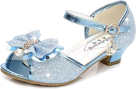 Eleasica Niña Sandalias de Vestir de Tacón Altos Zapatos de Princesa Elsa Antideslizante Hebilla Chicas Zapatos de Vestir Cumpleaños Regalo Navidad Carnaval Moda Cosplay
