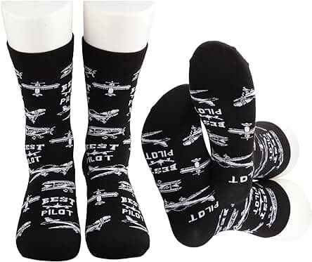 ENSIANTH Calcetines de Piloto para Hombre, Regalos de Piloto, 2 Pares de Calcetines de Aviación, Calcetines de Avión, Calcetines de Vestir de Piloto de Avión, Divertidos Regalos de Aviación para él ENSIANTH Calcetines de Piloto para Hombre, Regalos de Piloto, 2 Pares de Calcetines de Aviación, Calcetines de Avión, Calcetines de Vestir de Piloto de Avión, Divertidos Regalos de Aviación para él