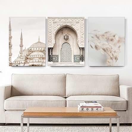 EPOKNQ Lienzo Islámico arte de Pared, Caligrafía árabe, Decoración de Pared, Póster Impreso, 3 Unidades, arte de Pared, Imágenes de sala de Estar, Imágenes Modernas para Decoración de Pared (estilo 3,