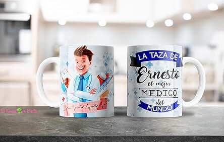 ERDM REGALOS/ Tazas Profesiones Medicas/ La Taza del Mejor Medico del Mundo/Taza Personalizada con Nombre para (Medico) )