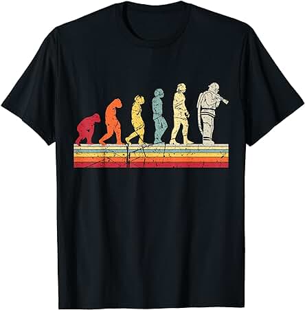 Evolución del Hombre Bombero Bombero Retro Camiseta