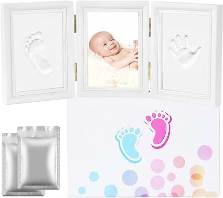 Fauxpont - Marco Huellas Bebe, Kit Marco Huellas Bebe Recien Nacido, Kit de Huellas de Mano y pie de Bebé, Decoracion Habitacion o Regalos Originales para Bebès