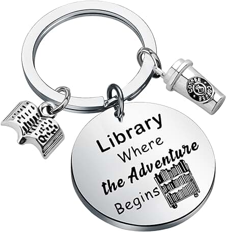 FEELMEM Biblioteca Donde Comienza la Aventura Llavero Regalos para Bibliotecarios Joyas de Gusano de Biblioteca Lectura Club Llavero Regalo para Bibliotecarios Regalo para Amantes de la Lectura FEELMEM Biblioteca Donde Comienza la Aventura Llavero Regalos para Bibliotecarios Joyas de Gusano de Biblioteca Lectura Club Llavero Regalo para Bibliotecarios Regalo para Amantes de la Lectura