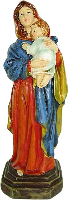 Ferrari & Arrighetti Estatua de la Virgen Ferruzzi de 12 cm en caja de Regalo con Marcador, Figura Religiosa con caja de Regalo Decorativa, Textos en ES/EN/ES/FR