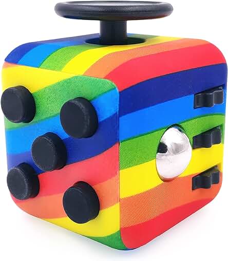 FIDGETARIAN Cubo Antiestres Niños Adultos - Fidget Toy Anti Estrés - Juguetes Antiestres con 6 Módulos Relajantes - Figet Toys Juguetes para Adultos Adolescentes y Niños - Arcoíris