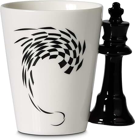 Froster Taza Ajedrez – Rey, Taza de té o Café de 350 ml en caja Negra, Regalo de Ajedrez, Regalo para Jugador de Ajedrez