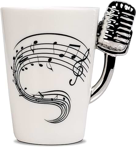 Froster Taza Micrófono en caja Negra, Taza de té de Café 220 ml, Regalo para Cantante Musicos Amante de la Musica